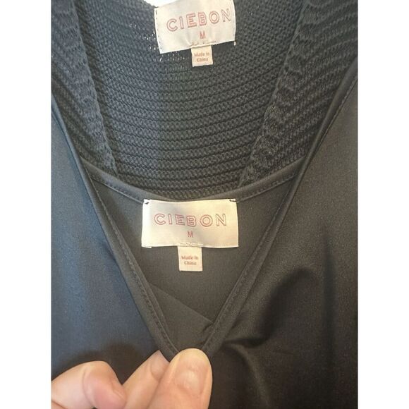 Ciebon Sweater Tank Dress M Black Knit Midi Slip Liner Sleeveless - Picture 9 of 9